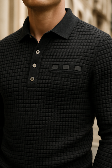 Men’s Jacquard Grid Polo Jumper