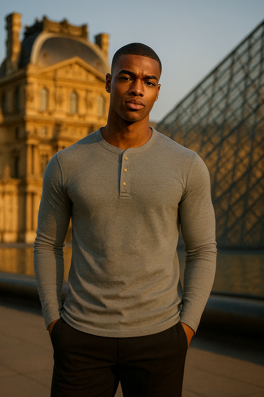 Men’s Breathable Long-Sleeve Henry Polo